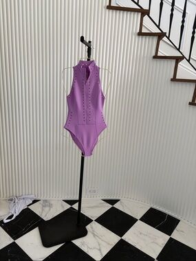 GIGI C Lavender Purple High-Neck One-Piece Swimsuit